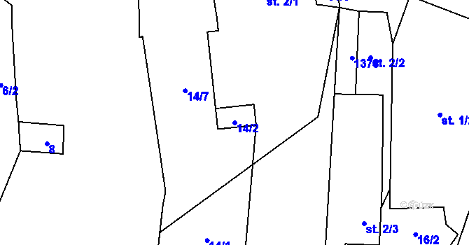 Parcela st. 14/2 v KÚ Ždírec v Podbezdězí, Katastrální mapa