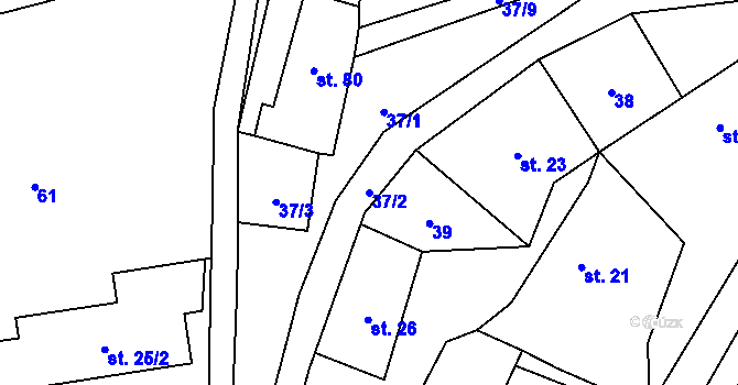 Parcela st. 37/2 v KÚ Ždírec v Podbezdězí, Katastrální mapa