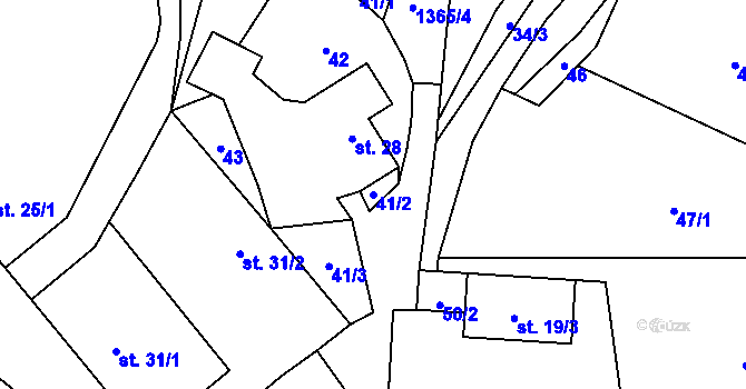 Parcela st. 41/2 v KÚ Ždírec v Podbezdězí, Katastrální mapa