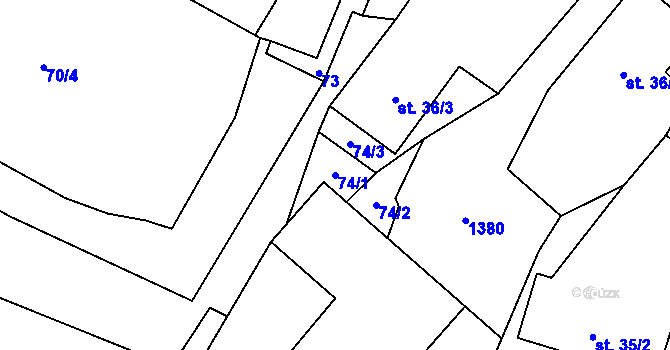 Parcela st. 74/1 v KÚ Ždírec v Podbezdězí, Katastrální mapa