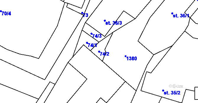 Parcela st. 74/2 v KÚ Ždírec v Podbezdězí, Katastrální mapa