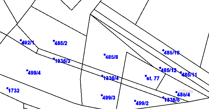 Parcela st. 485/8 v KÚ Ždírec v Podbezdězí, Katastrální mapa