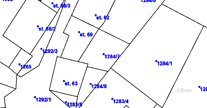 Parcela st. 1284/7 v KÚ Ždírec v Podbezdězí, Katastrální mapa
