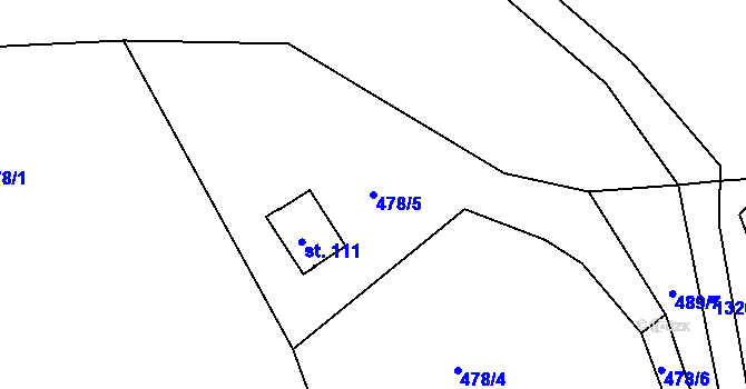 Parcela st. 478/5 v KÚ Ždírec v Podbezdězí, Katastrální mapa