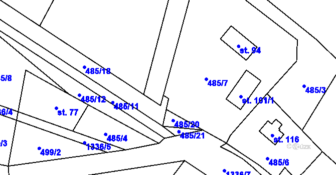 Parcela st. 485/19 v KÚ Ždírec v Podbezdězí, Katastrální mapa