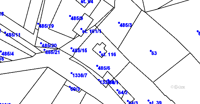 Parcela st. 116 v KÚ Ždírec v Podbezdězí, Katastrální mapa
