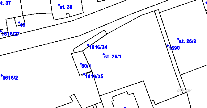 Parcela st. 26/1 v KÚ Ždírec na Moravě, Katastrální mapa