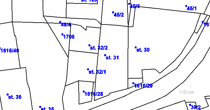 Parcela st. 31 v KÚ Ždírec na Moravě, Katastrální mapa