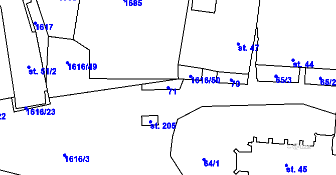 Parcela st. 71 v KÚ Ždírec na Moravě, Katastrální mapa