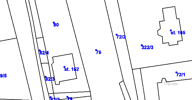 Parcela st. 76 v KÚ Ždírec na Moravě, Katastrální mapa