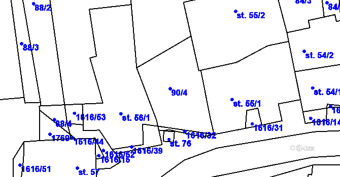 Parcela st. 90/4 v KÚ Ždírec na Moravě, Katastrální mapa