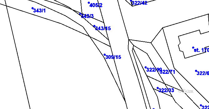 Parcela st. 309/15 v KÚ Ždírec na Moravě, Katastrální mapa