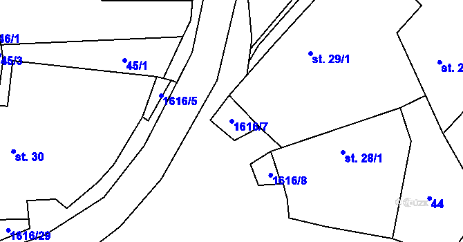 Parcela st. 1616/7 v KÚ Ždírec na Moravě, Katastrální mapa