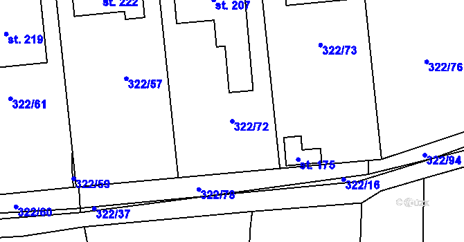 Parcela st. 322/72 v KÚ Ždírec na Moravě, Katastrální mapa