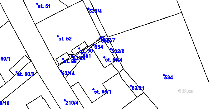Parcela st. 55/3 v KÚ Kohoutov u Ždírce nad Doubravou, Katastrální mapa