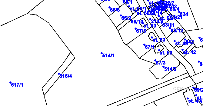 Parcela st. 514/1 v KÚ Kohoutov u Ždírce nad Doubravou, Katastrální mapa