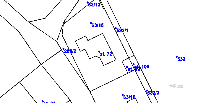 Parcela st. 72 v KÚ Kohoutov u Ždírce nad Doubravou, Katastrální mapa