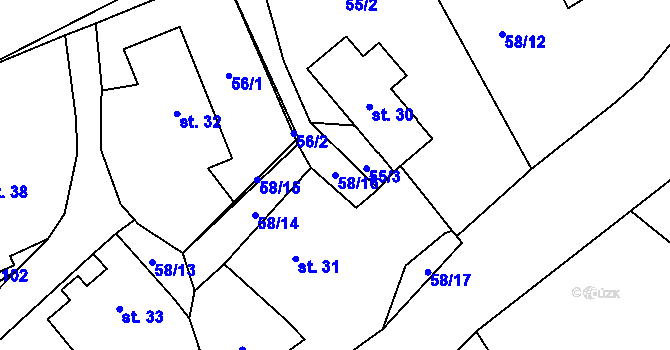 Parcela st. 58/16 v KÚ Kohoutov u Ždírce nad Doubravou, Katastrální mapa