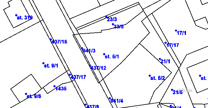 Parcela st. 5/1 v KÚ Ždírec nad Doubravou, Katastrální mapa
