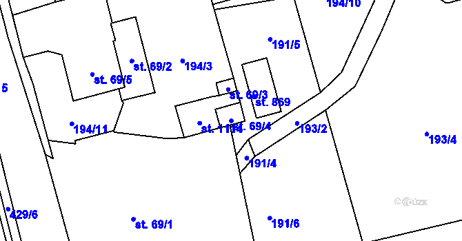 Parcela st. 69/4 v KÚ Ždírec nad Doubravou, Katastrální mapa
