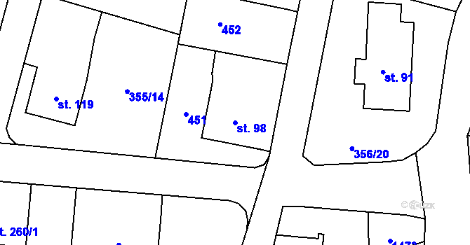 Parcela st. 98 v KÚ Ždírec nad Doubravou, Katastrální mapa