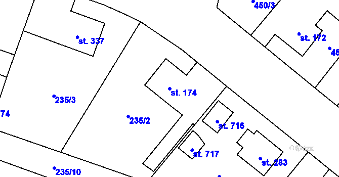 Parcela st. 174 v KÚ Ždírec nad Doubravou, Katastrální mapa