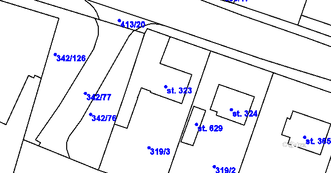 Parcela st. 323 v KÚ Ždírec nad Doubravou, Katastrální mapa