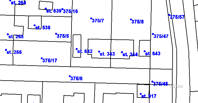 Parcela st. 343 v KÚ Ždírec nad Doubravou, Katastrální mapa