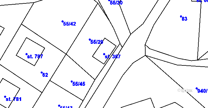 Parcela st. 387 v KÚ Ždírec nad Doubravou, Katastrální mapa
