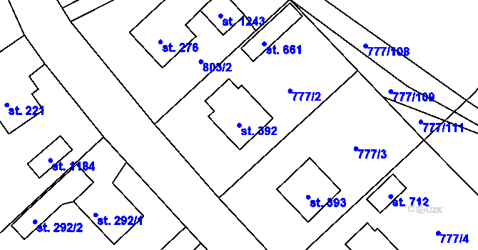 Parcela st. 392 v KÚ Ždírec nad Doubravou, Katastrální mapa