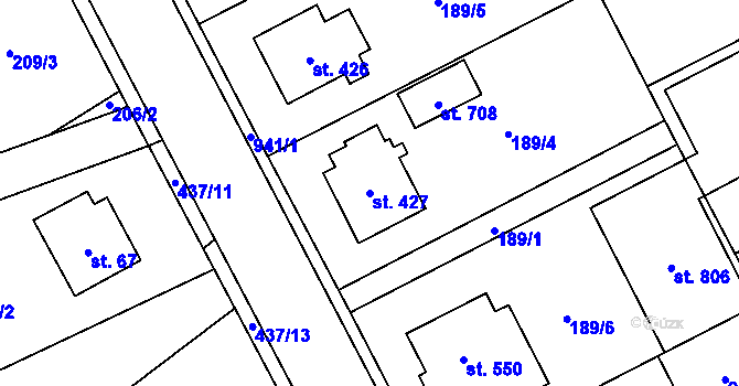 Parcela st. 427 v KÚ Ždírec nad Doubravou, Katastrální mapa