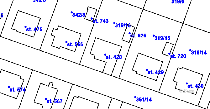 Parcela st. 428 v KÚ Ždírec nad Doubravou, Katastrální mapa