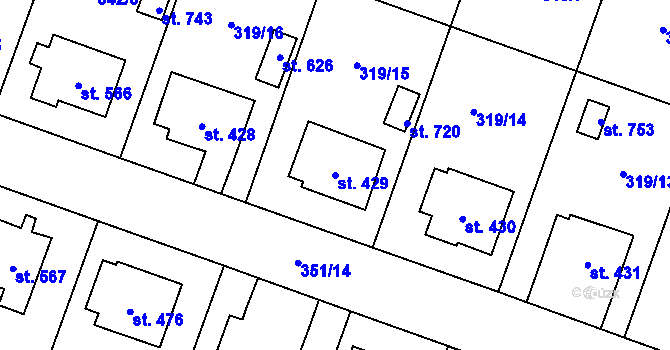 Parcela st. 429 v KÚ Ždírec nad Doubravou, Katastrální mapa