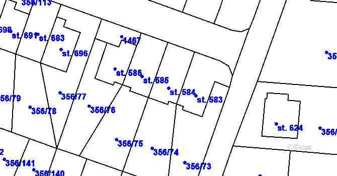 Parcela st. 584 v KÚ Ždírec nad Doubravou, Katastrální mapa
