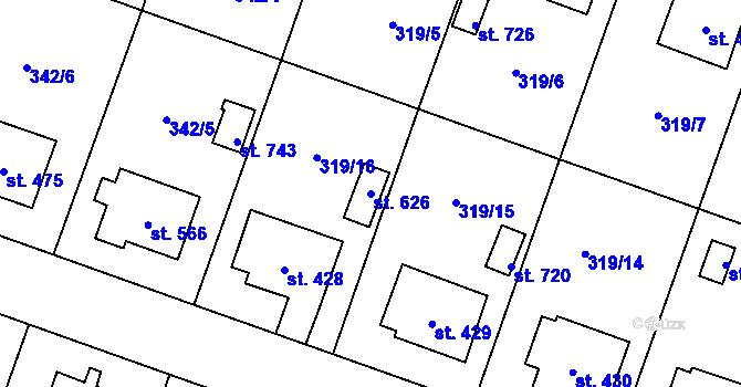 Parcela st. 626 v KÚ Ždírec nad Doubravou, Katastrální mapa