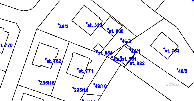 Parcela st. 654 v KÚ Ždírec nad Doubravou, Katastrální mapa