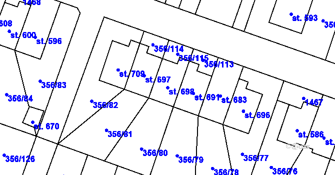 Parcela st. 698 v KÚ Ždírec nad Doubravou, Katastrální mapa