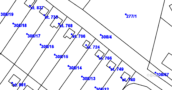 Parcela st. 724 v KÚ Ždírec nad Doubravou, Katastrální mapa