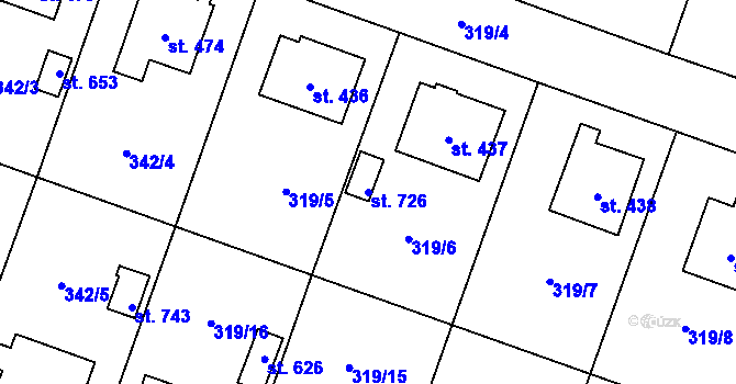 Parcela st. 726 v KÚ Ždírec nad Doubravou, Katastrální mapa