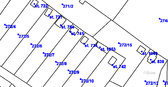 Parcela st. 734 v KÚ Ždírec nad Doubravou, Katastrální mapa