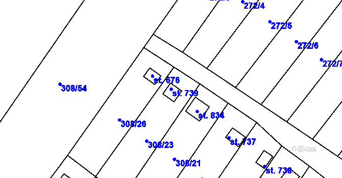 Parcela st. 739 v KÚ Ždírec nad Doubravou, Katastrální mapa