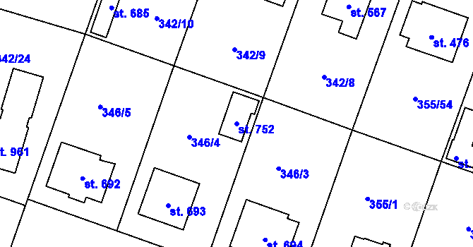Parcela st. 752 v KÚ Ždírec nad Doubravou, Katastrální mapa