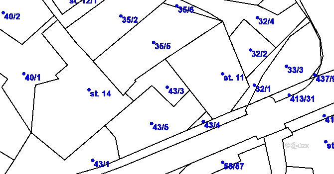 Parcela st. 43/3 v KÚ Ždírec nad Doubravou, Katastrální mapa