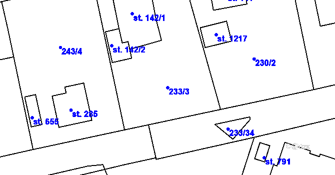 Parcela st. 233/3 v KÚ Ždírec nad Doubravou, Katastrální mapa