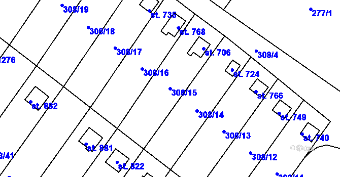 Parcela st. 308/15 v KÚ Ždírec nad Doubravou, Katastrální mapa