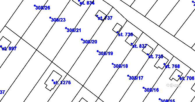 Parcela st. 308/19 v KÚ Ždírec nad Doubravou, Katastrální mapa