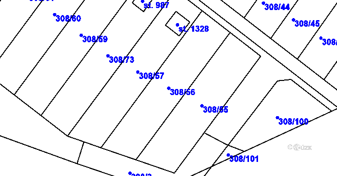 Parcela st. 308/56 v KÚ Ždírec nad Doubravou, Katastrální mapa