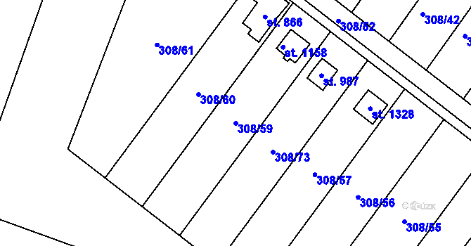 Parcela st. 308/59 v KÚ Ždírec nad Doubravou, Katastrální mapa