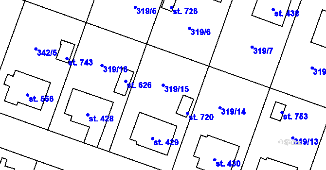 Parcela st. 319/15 v KÚ Ždírec nad Doubravou, Katastrální mapa