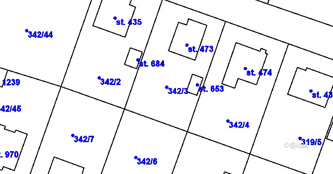 Parcela st. 342/3 v KÚ Ždírec nad Doubravou, Katastrální mapa